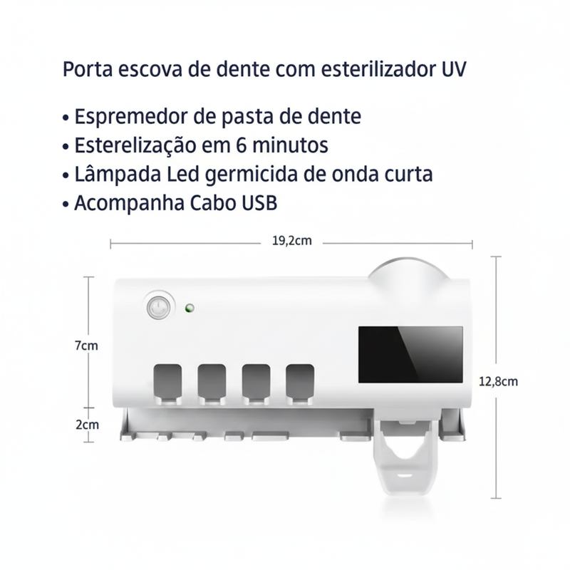 Dispenser OralClean Pro | Higiene 3 em 1 com Proteção UV